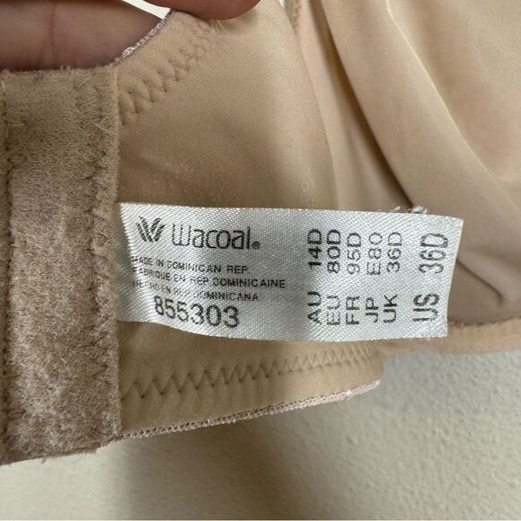 Wacoal Back Appeal Underwire Bra Neutral Cream Blush Pink Size 36D 855303 - Picture 5 of 7